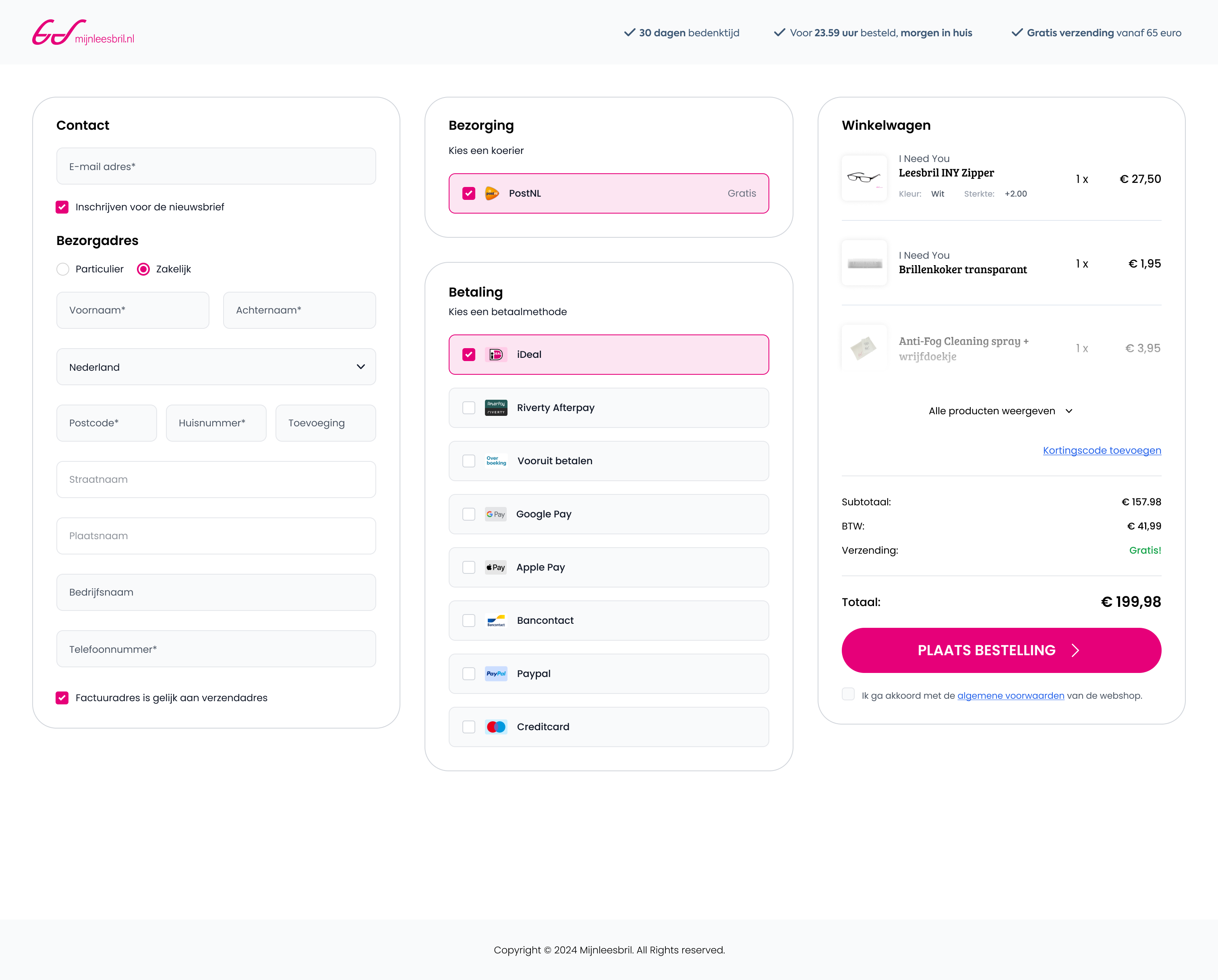 Mijnleesbril - Checkout Design