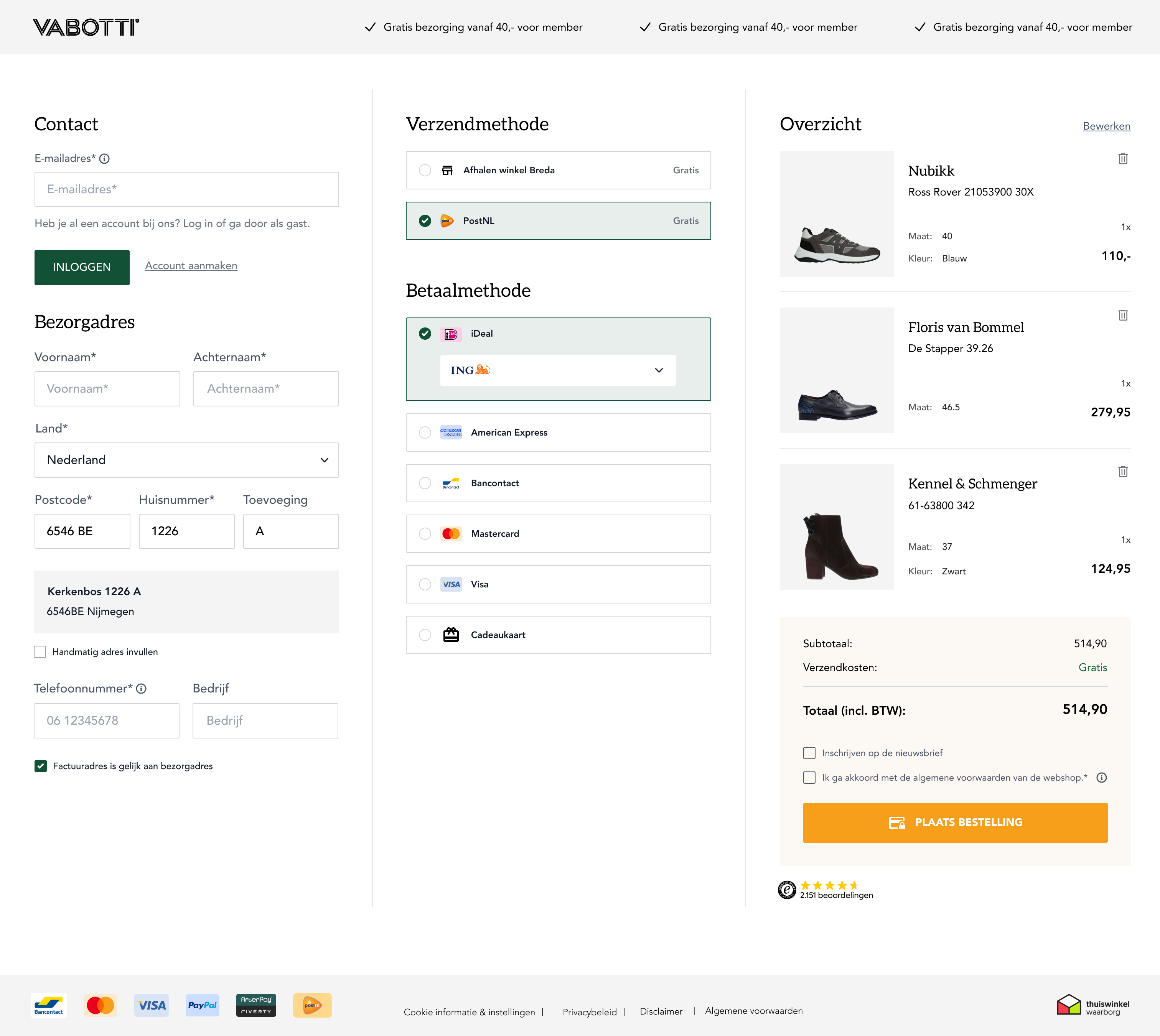 Cvtotaal - Checkout Design